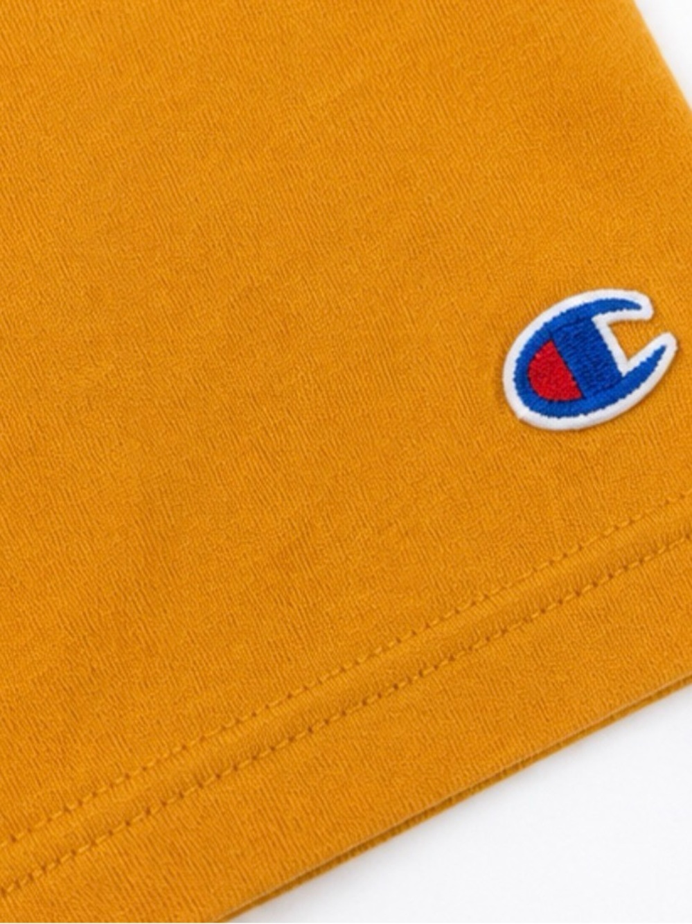 Champion Women’s Crop Top Size Large Mustard Yellow Pink Logo Tee - Picture 4 of 4